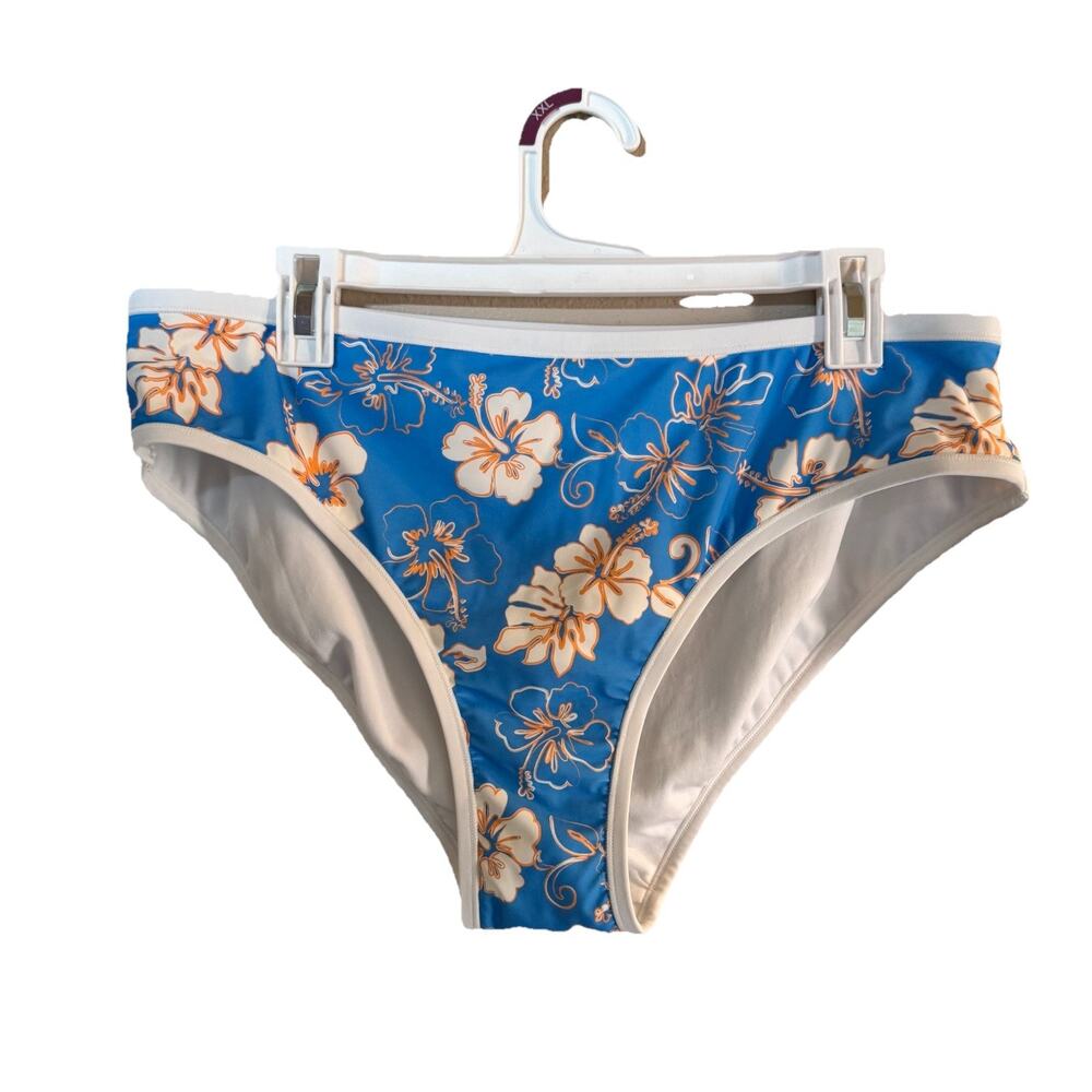 Wild Fable Bikini Bottom Womens 2X Blue Floral Contrast Binding Low Rise NWT
